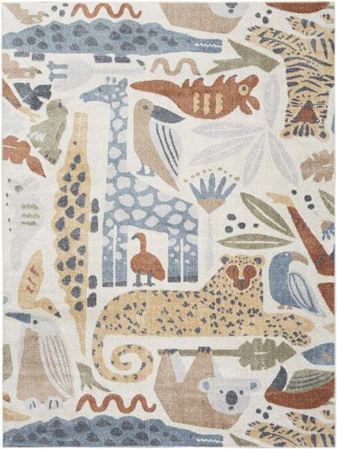 8' X 10' Ivory Animal Print Area Rug