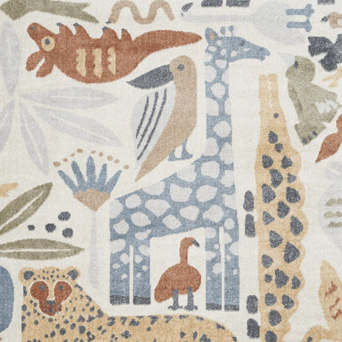 8' X 10' Ivory Animal Print Area Rug