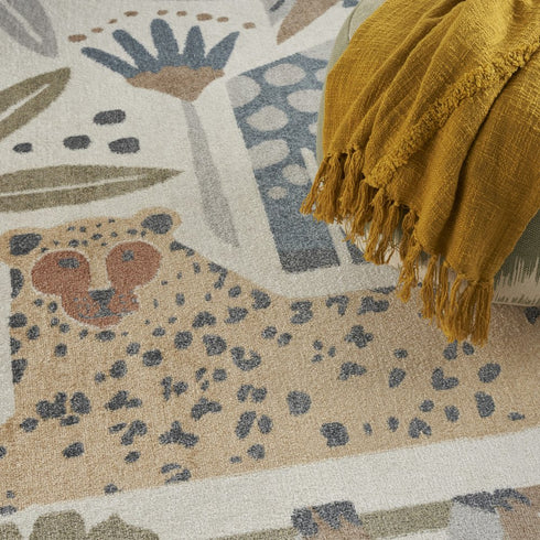 8' X 10' Ivory Animal Print Area Rug