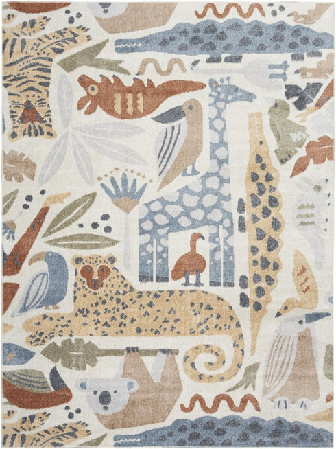 8' X 10' Ivory Animal Print Area Rug