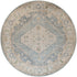 8' Gray Oriental Distressed Round Rug