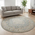 8' Gray Oriental Distressed Round Rug