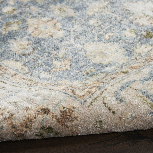 8' Gray Oriental Distressed Round Rug