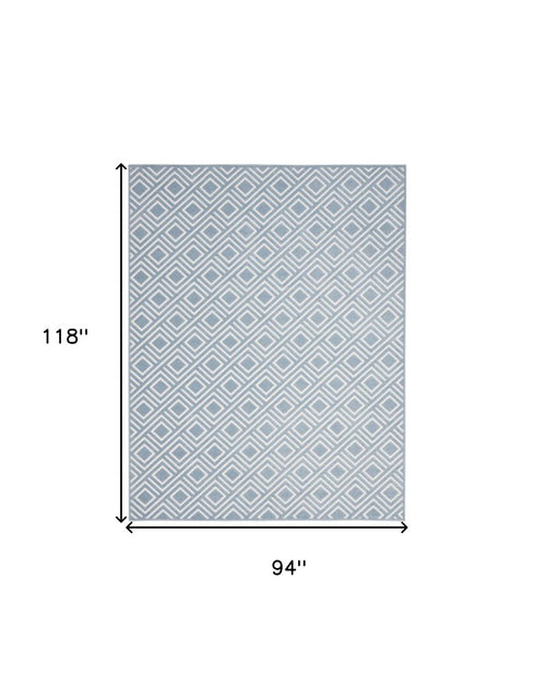 8' X 10' Blue Geometric Area Rug