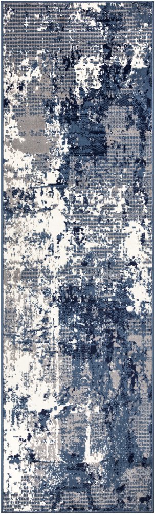10' Blue Abstract Power Loom Runner Rug