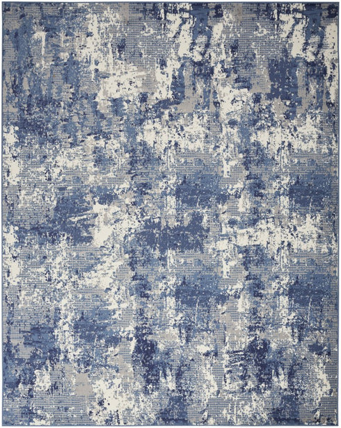 10' Blue Abstract Power Loom Runner Rug