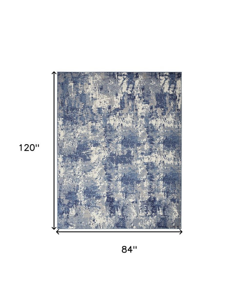 10' Blue Abstract Power Loom Runner Rug