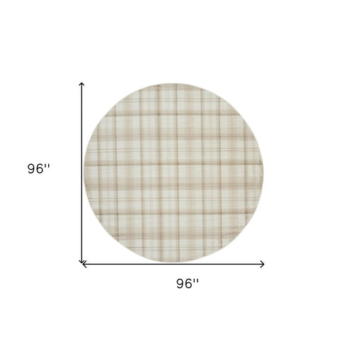 9' X 12' Ivory Plaid Power Loom Area Rug