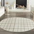 9' X 12' Ivory Plaid Power Loom Area Rug