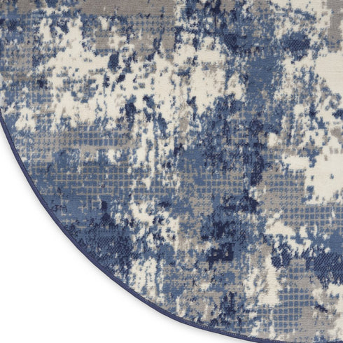 10' Blue Abstract Power Loom Runner Rug