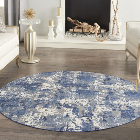 10' Blue Abstract Power Loom Runner Rug
