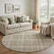 8' Olive Green and Ivory Plaid Round Rug