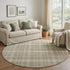 8' Olive Green and Ivory Plaid Round Rug