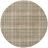 8' Olive Green and Ivory Plaid Round Rug