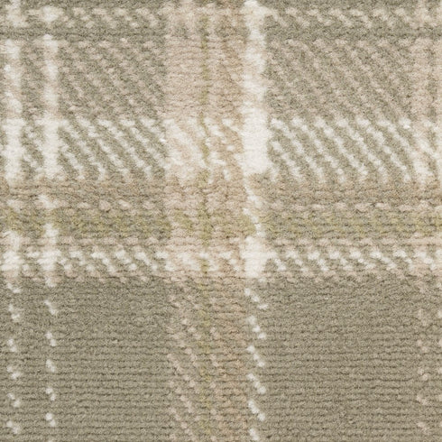 8' Olive Green and Ivory Plaid Round Rug