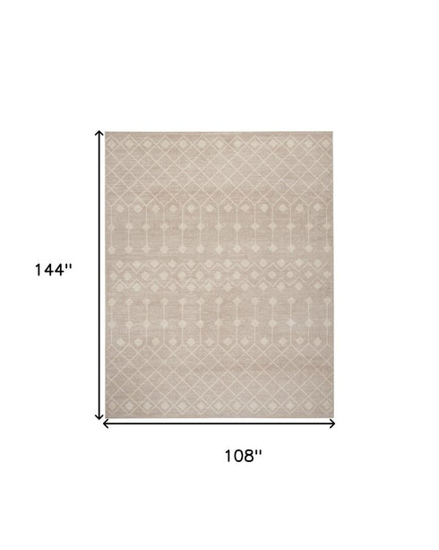 9' X 12' Beige Geometric Area Rug