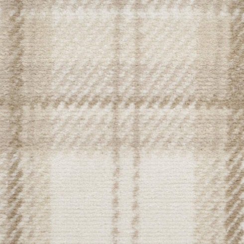 9' X 12' Ivory Plaid Power Loom Area Rug