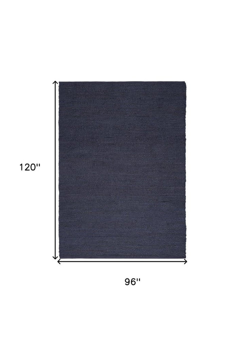 8' X 10' Navy Blue Jute Flatweave Handmade Area Rug