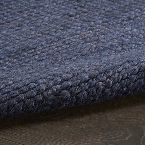 8' X 10' Navy Blue Jute Flatweave Handmade Area Rug
