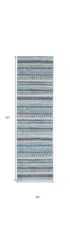 6' Navy Blue And Ivory Geometric Runner Rug