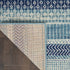 6' Navy Blue And Ivory Geometric Runner Rug