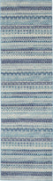 6' Navy Blue And Ivory Geometric Runner Rug