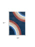8' X 11' Navy Red and Orange Juvenile Rainbows Youthful Area Rug