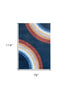8' X 11' Navy Red and Orange Juvenile Rainbows Youthful Area Rug