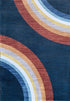 8' X 11' Navy Red and Orange Juvenile Rainbows Youthful Area Rug