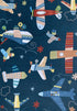 8' X 11' Navy Red and Orange Juvenile Airplanes Youthful Area Rug