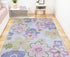 8' X 11' Pink Gray and Purple Juvenile Flowers Youthful Area Rug