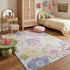 8' X 11' Pink Gray and Purple Juvenile Flowers Youthful Area Rug