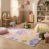 8' X 11' Pink Gray and Purple Juvenile Flowers Youthful Area Rug
