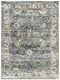 5' X 8' Blue Ivory and Brown Oriental Area Rug