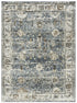 5' X 8' Blue Ivory and Brown Oriental Area Rug