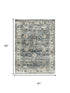 5' X 8' Blue Ivory and Brown Oriental Area Rug