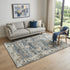 5' X 8' Blue Ivory and Brown Oriental Area Rug