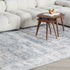 7' X 10' Blue Ivory and Brown Oriental Area Rug