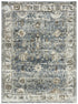 7' X 10' Blue Ivory and Brown Oriental Area Rug
