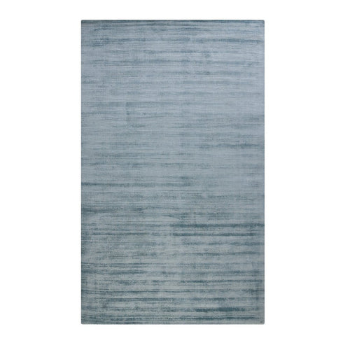 5' X 8' Light Blue And Dark Blue Striped Hand Woven Area Rug