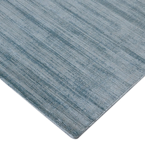 5' X 8' Light Blue And Dark Blue Striped Hand Woven Area Rug