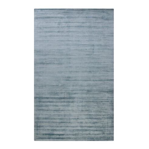 5' X 8' Light Blue And Dark Blue Striped Hand Woven Area Rug