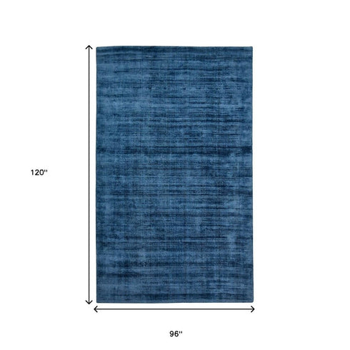 8' X 10' Blue Striped Hand Woven Area Rug