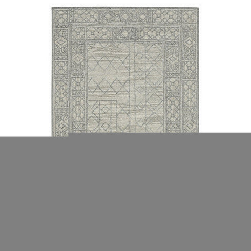 8' X 10' Gray And Ivory Wool Southwestern Hand Hooked Area Rug