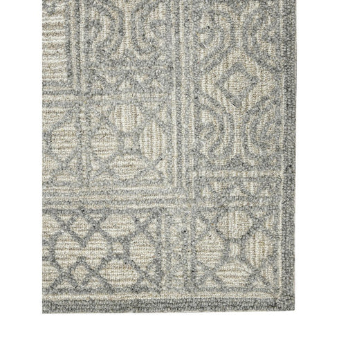 8' X 10' Gray And Ivory Wool Southwestern Hand Hooked Area Rug