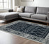 8' X 10' Charcoal And Ivory Wool Southwestern Hand Hooked Area Rug