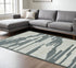 9' X 13' Blue And Ivory Wool Abstract Hand Hooked Area Rug