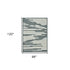 9' X 13' Blue And Ivory Wool Abstract Hand Hooked Area Rug