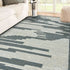 9' X 13' Blue And Ivory Wool Abstract Hand Hooked Area Rug