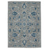 8' X 10' Gray Blue And Ivory Wool Floral Medallion Hand Hooked Area Rug